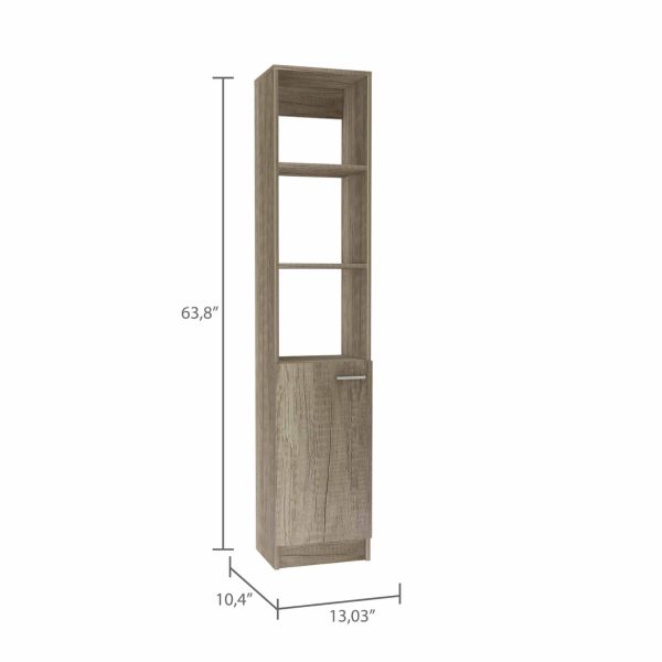 Leben Linen Single Door Cabinet, Three External Shelves, Two Interior Shelves - Image 5