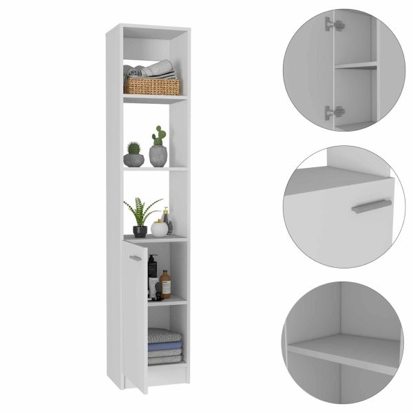 Leben Linen Single Door Cabinet, Three External Shelves, Two Interior Shelves - Image 8