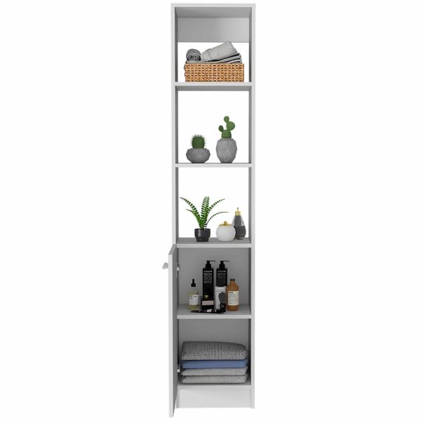 Leben Linen Single Door Cabinet, Three External Shelves, Two Interior Shelves - Image 9